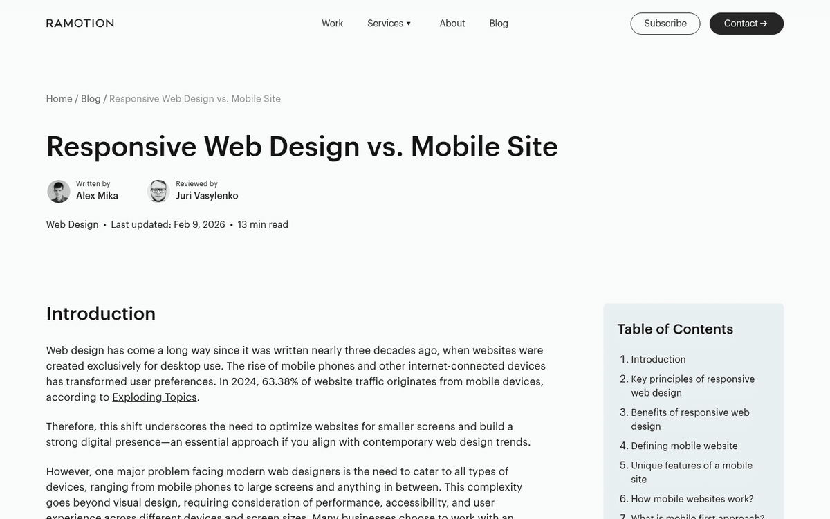 Mobile Website Displayed On Smartphone Screen