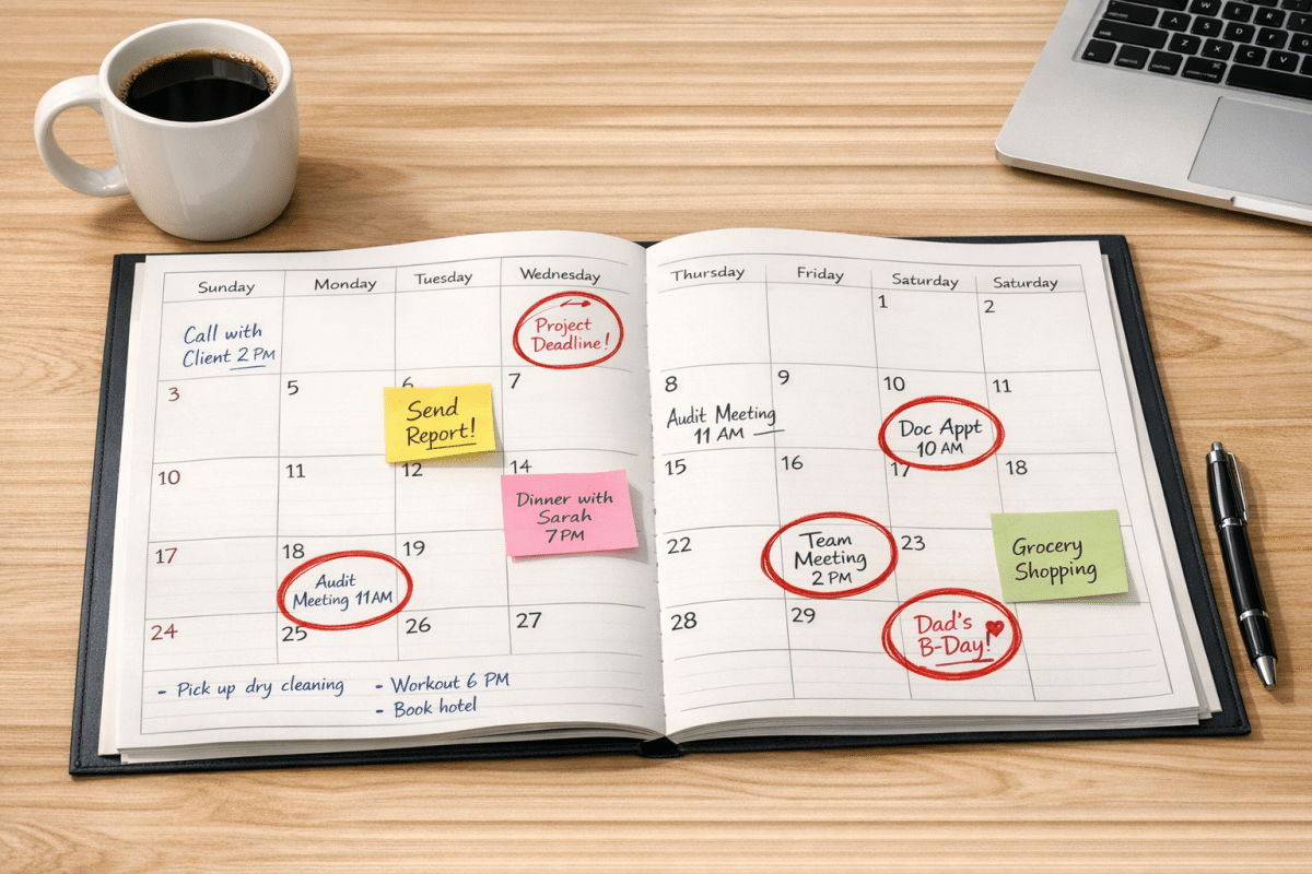 Editorial Calendar Displayed On A Desk