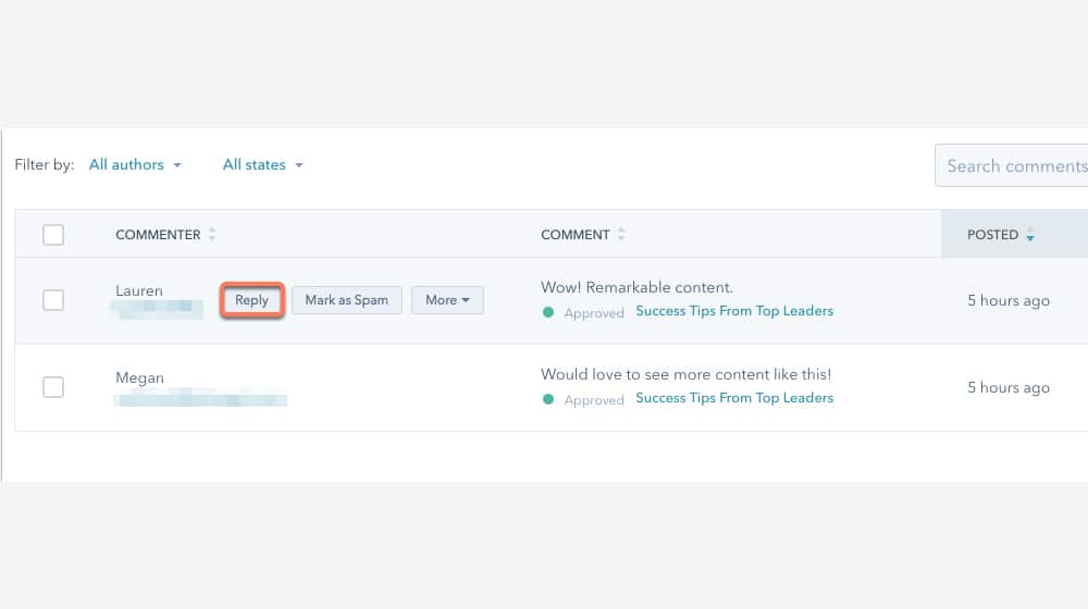 Moderating Comments In Hubspot