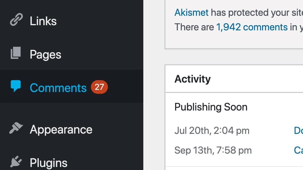 Pending Comments On Wp