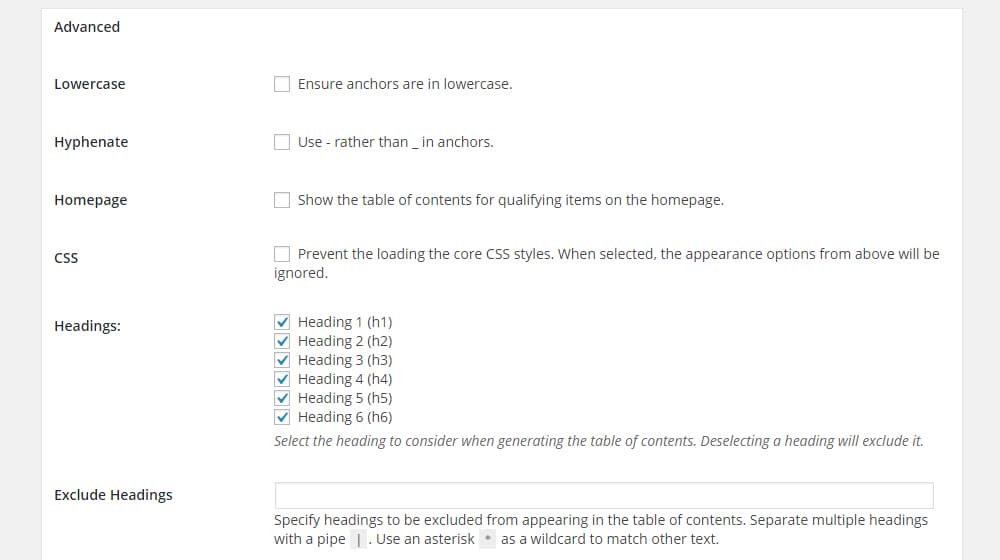Table Of Contents Plugin