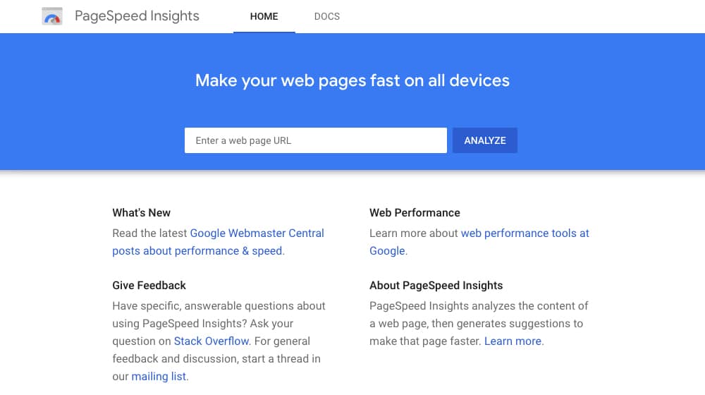 Pagespeed Insights Testing
