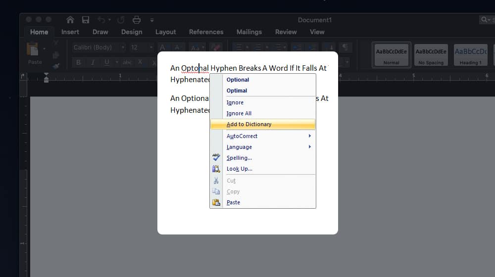 Add To Dictionary Option