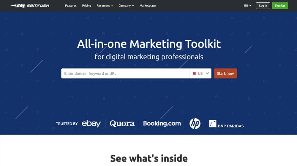 Semrush Homepage