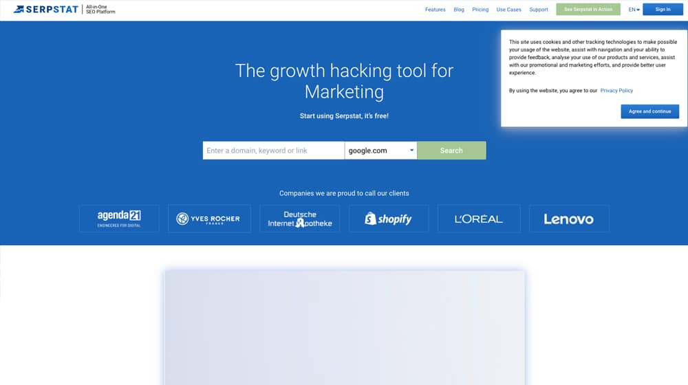 Serpstat Homepage