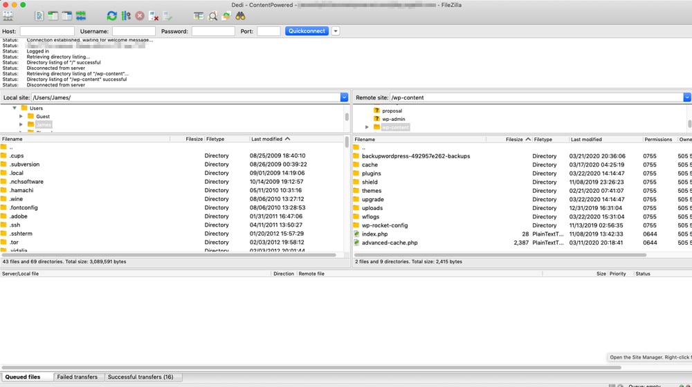 Connecting To Ftp To Download Wordpress Files