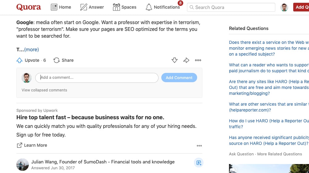 Responding On Quora