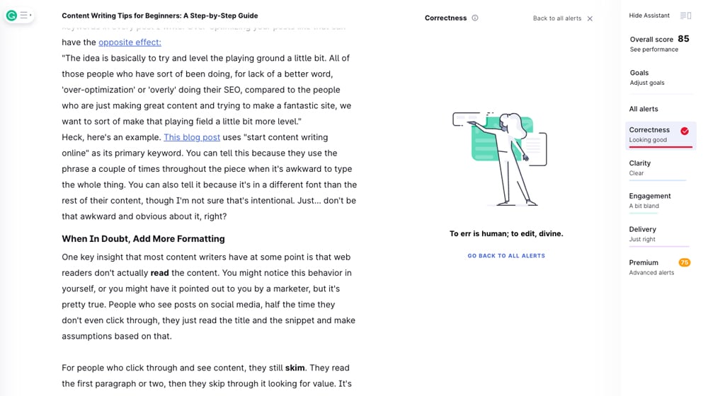 Correctness In Grammarly