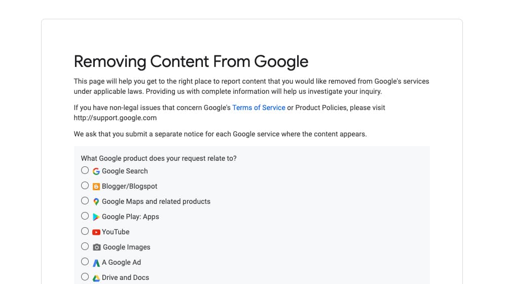 Removing Content From Google