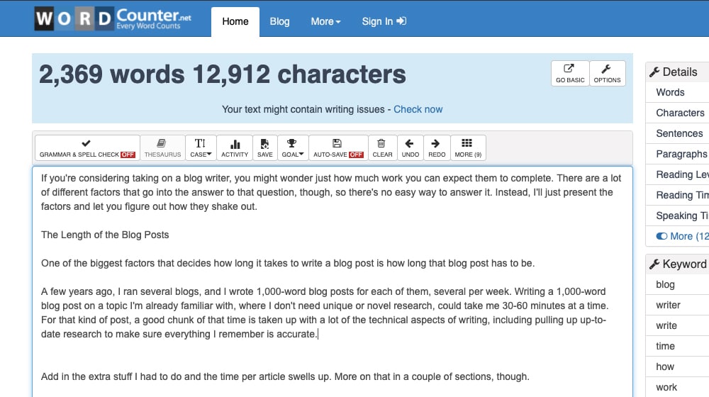 Word Count Screenshot