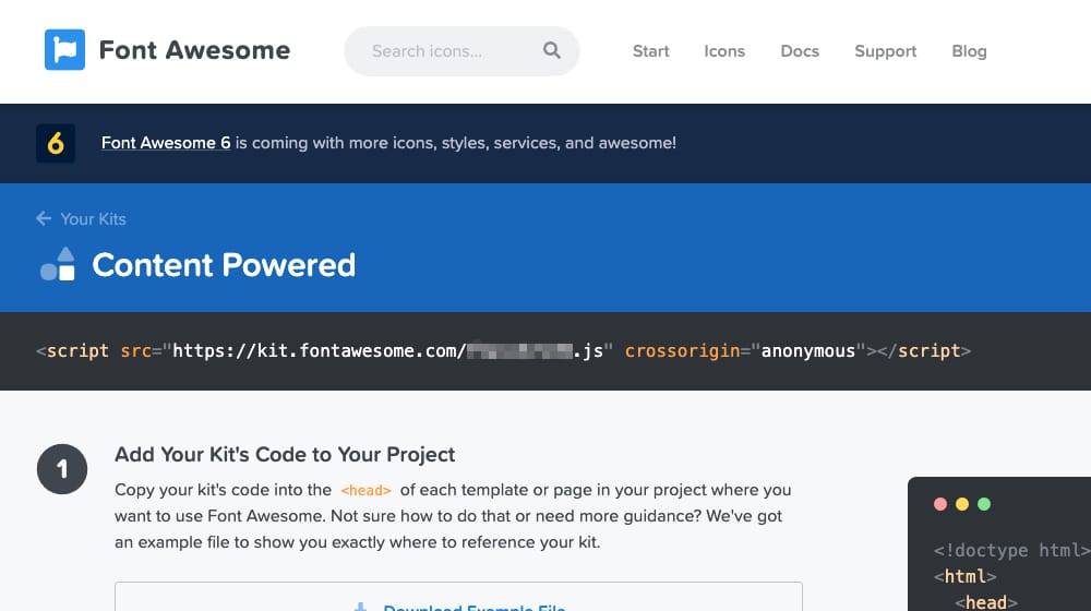 Generate Fontawesome Kit Url