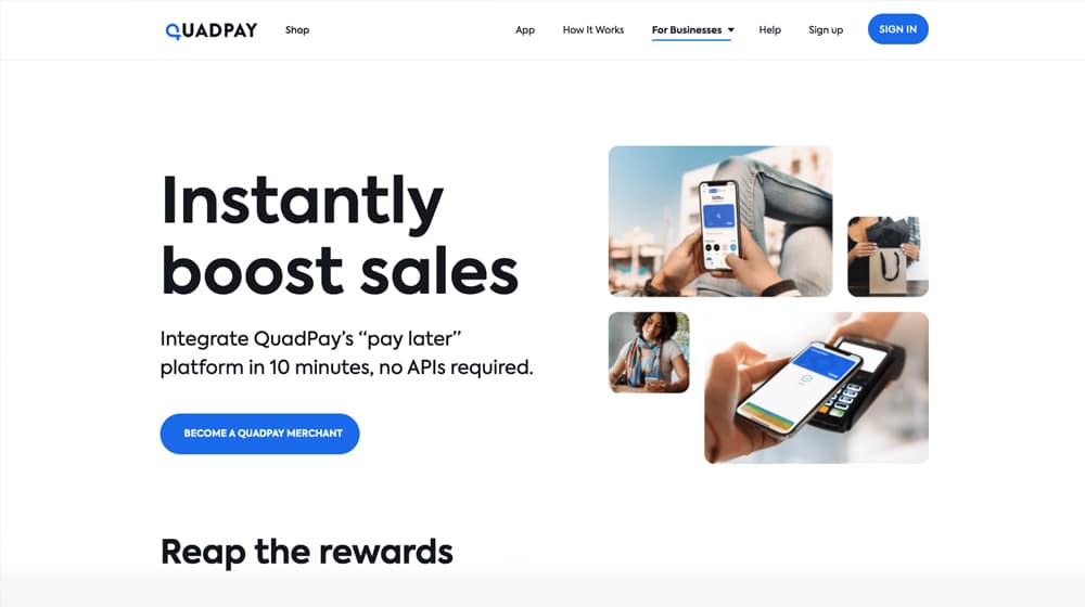 Quadpay Homepage