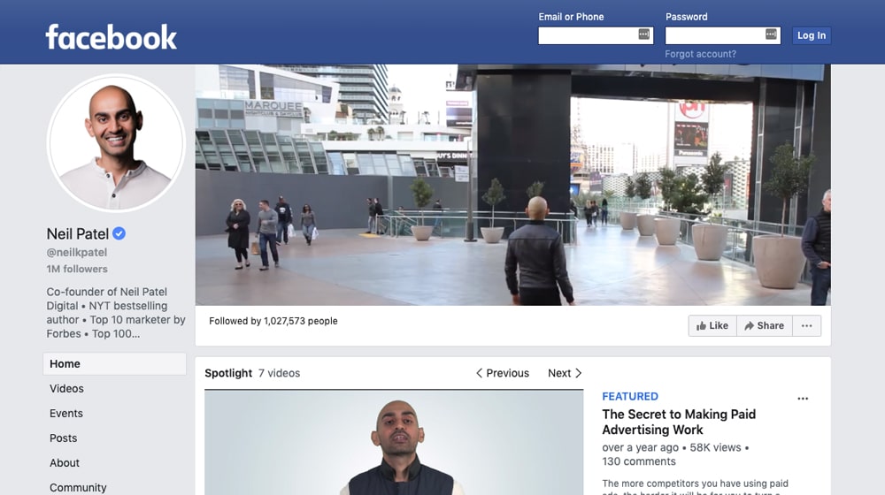 Neil Patel On Facebook