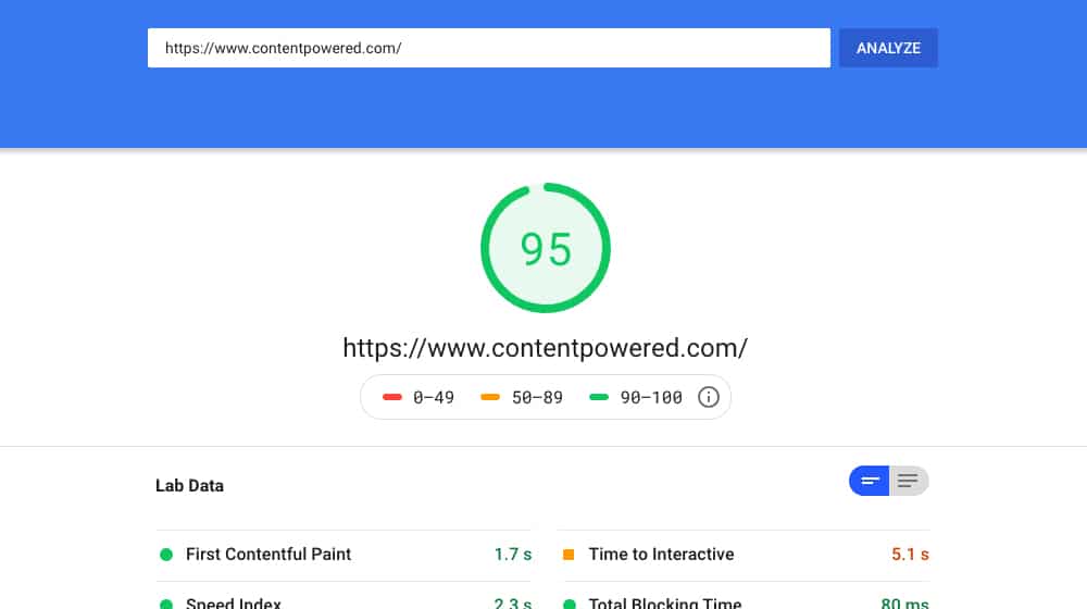 Pagespeed Insights Metrics