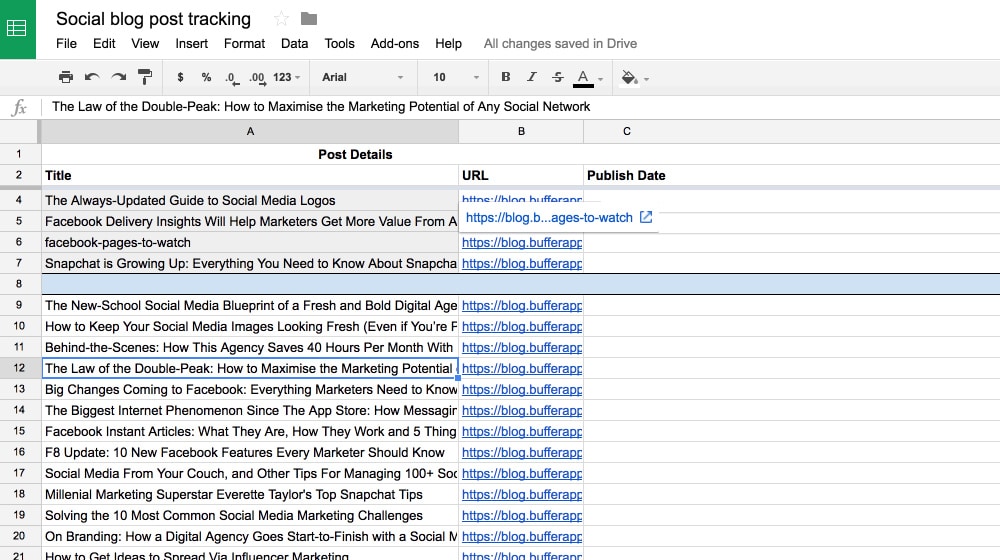 Content Plan On Excel
