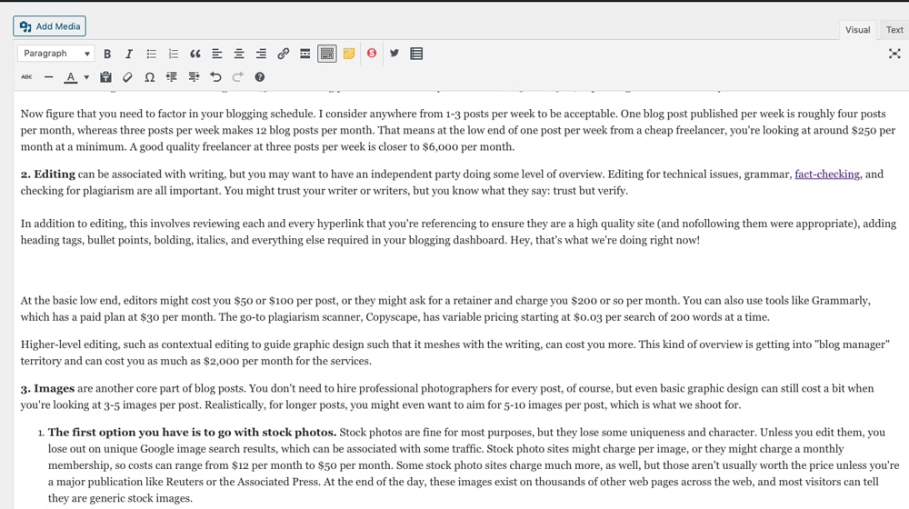 Editing Blog Post In Wordpress