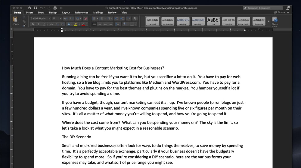 Writing A Blog Post In Microsoft Word