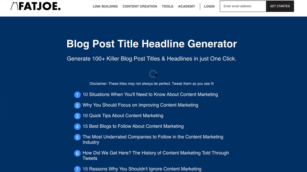 Fatjoe Blog Title Generator