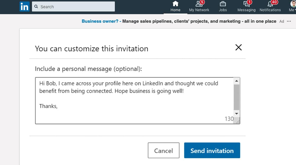 Linkedin Invitation
