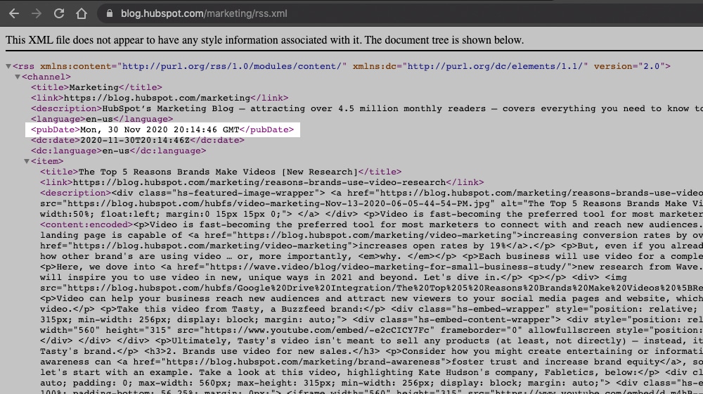 Pubdate On Hubspot Rss
