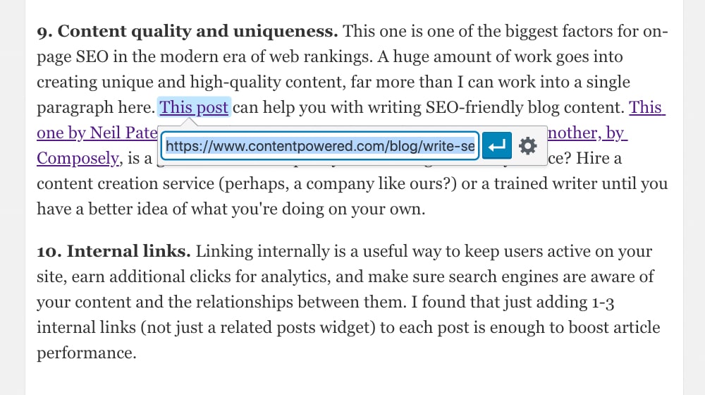 Adding An Internal Link
