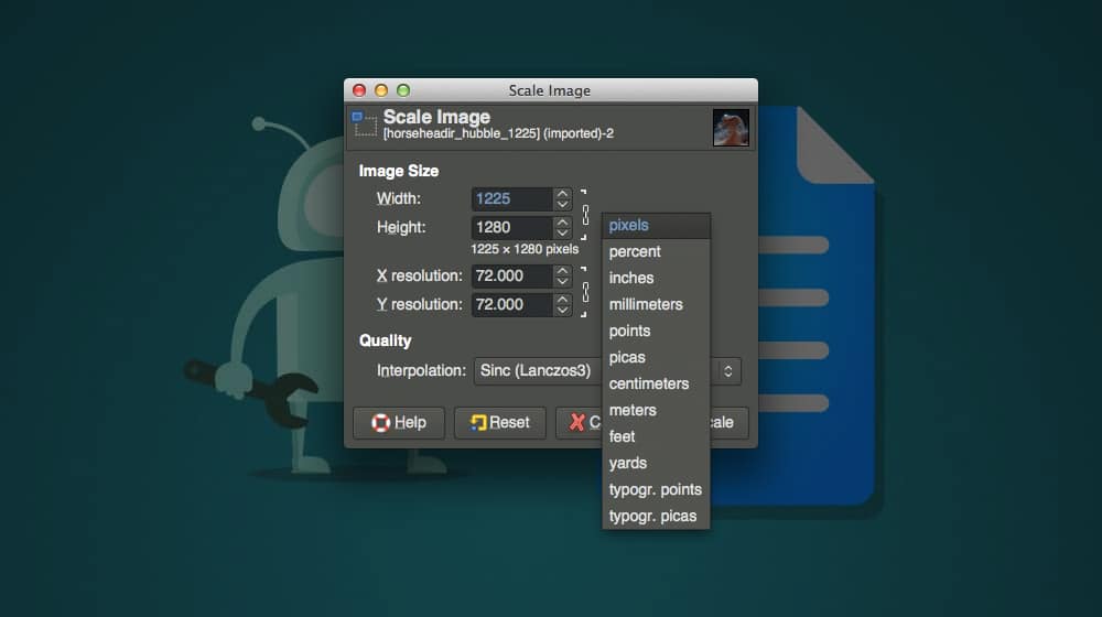Resizing Images In Gimp