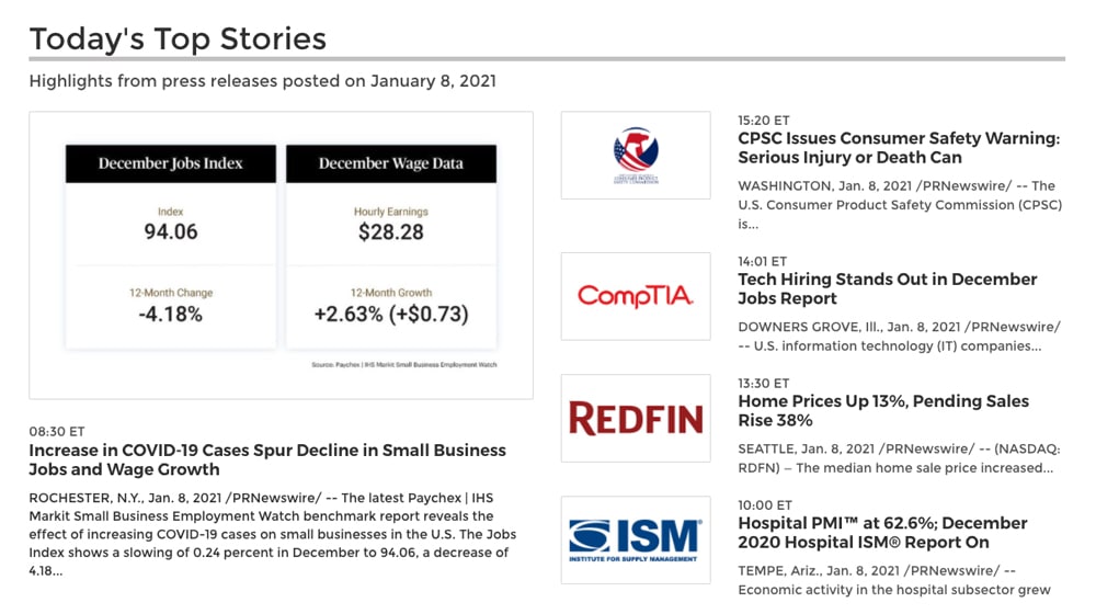 Top Stories From Prnewswire