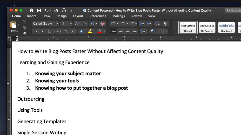 Example Outline For Blog Post