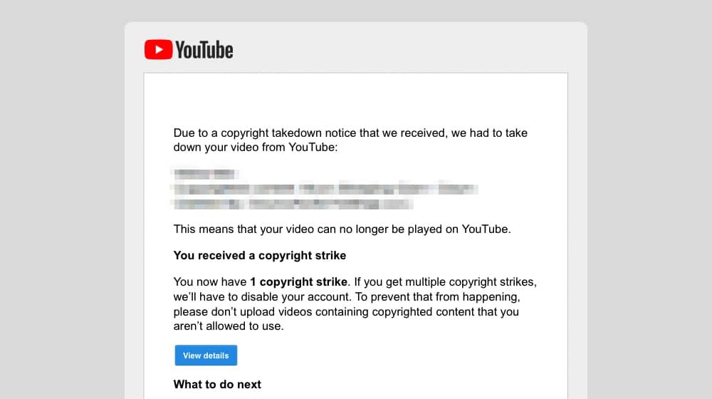Copyright Strike Example On Youtube