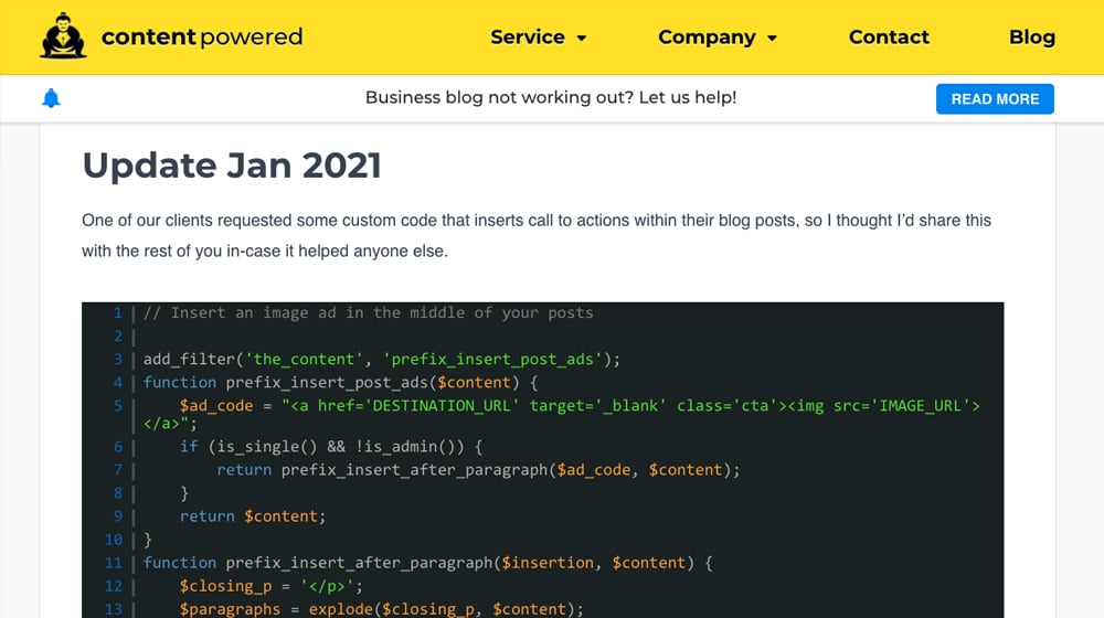 Example Update On Blog Post