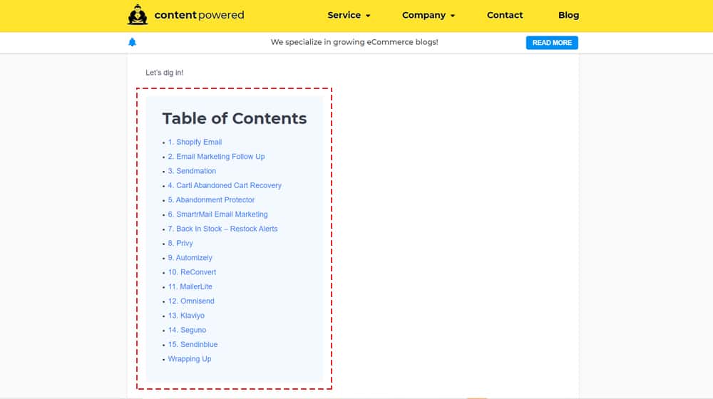 Table Of Contents