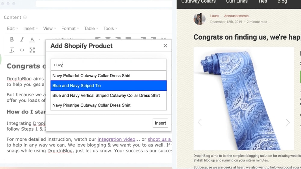 Embedding Product In A Blog Post