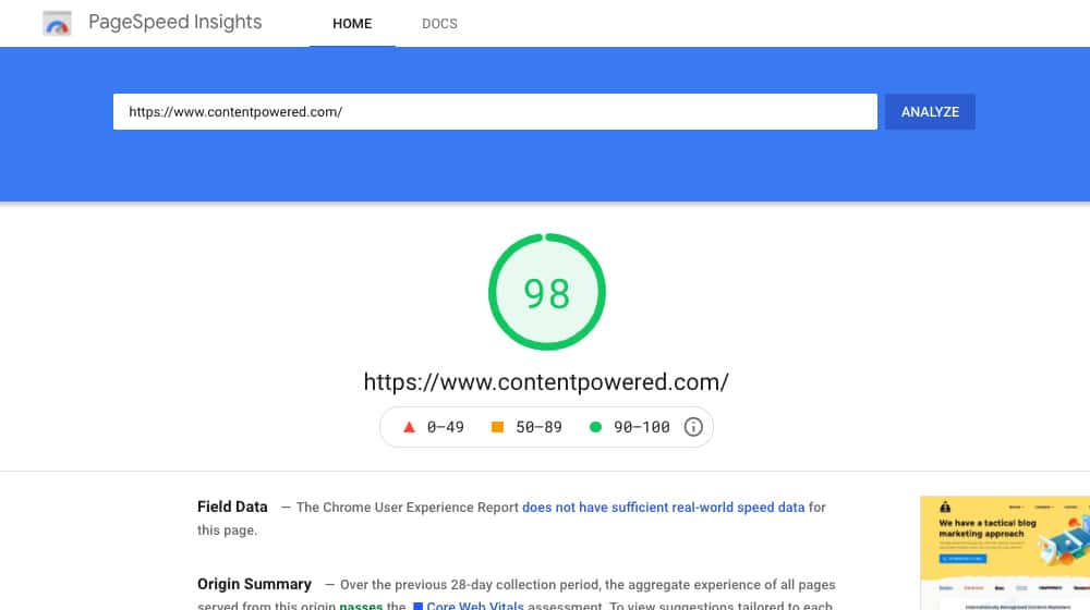Pagespeed Results