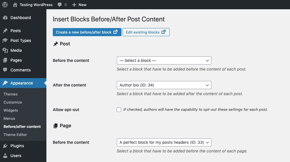 Insert Before And After Post Content Plugin