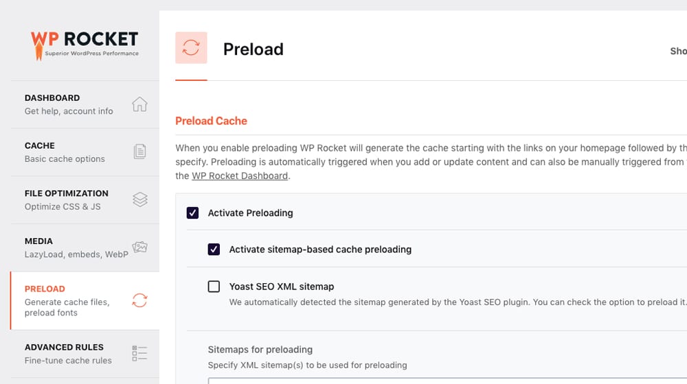 Wp Rocket Settings