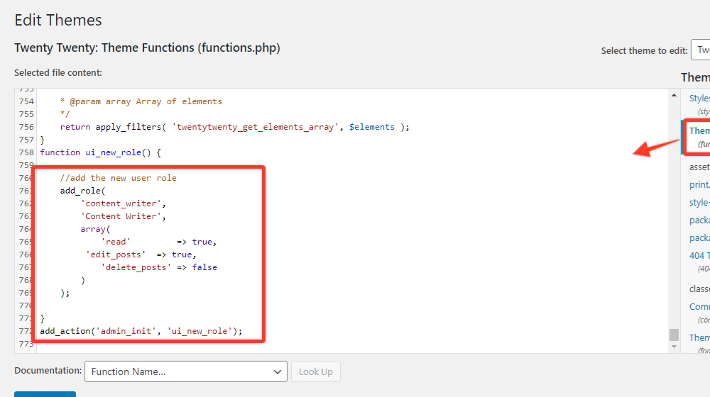 Adding Custom Role In Functions.php