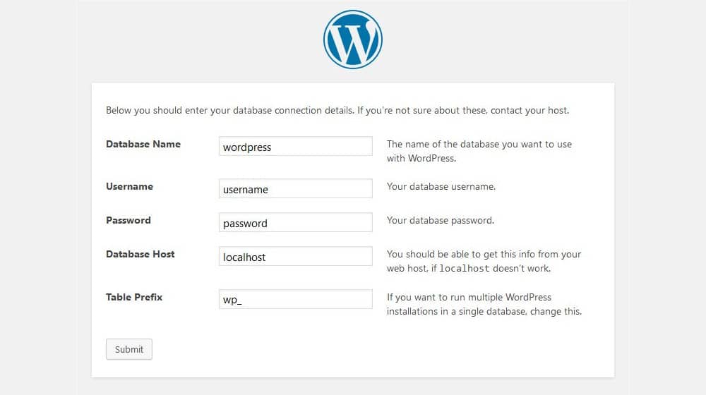 Install New Wordpress Site