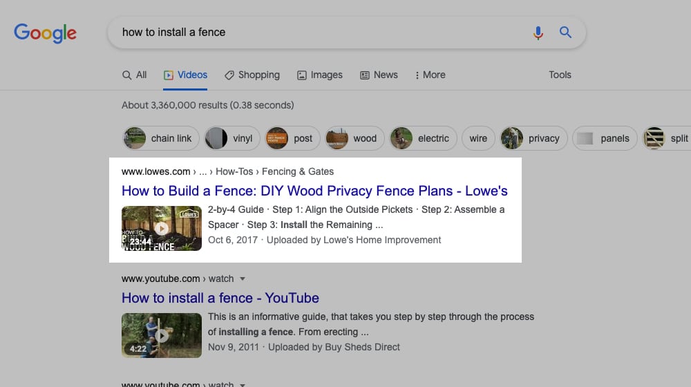 Video Thumbnail On Search Results