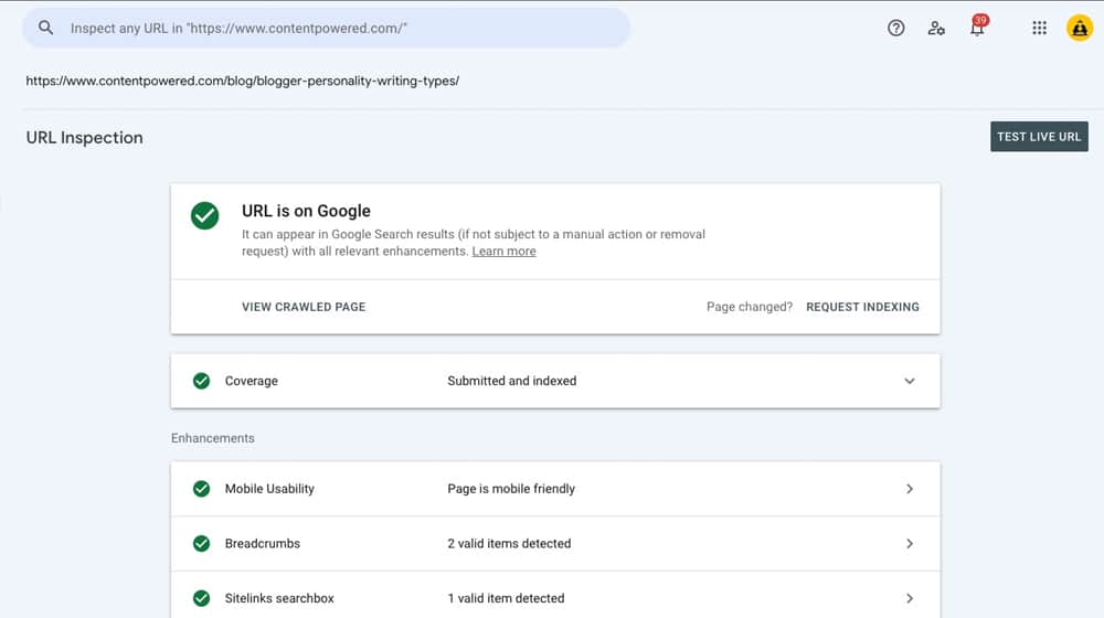 Url Inspection Tool