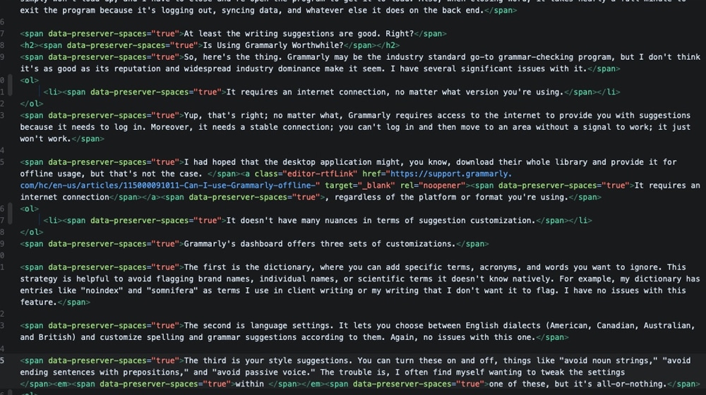 Html Tags Added By Grammarly