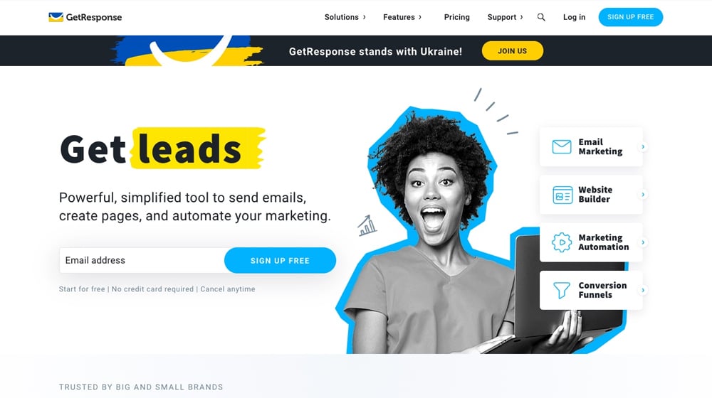 Getresponse Homepage