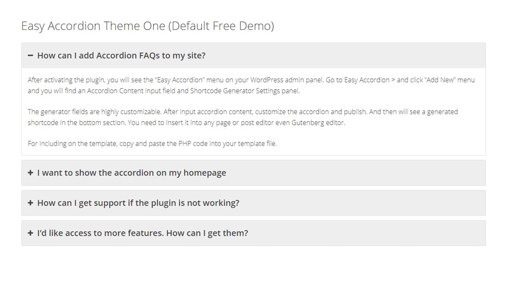 Easy Accordion Free Demo