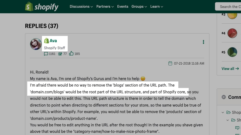 No Way To Remove Blogs From Url