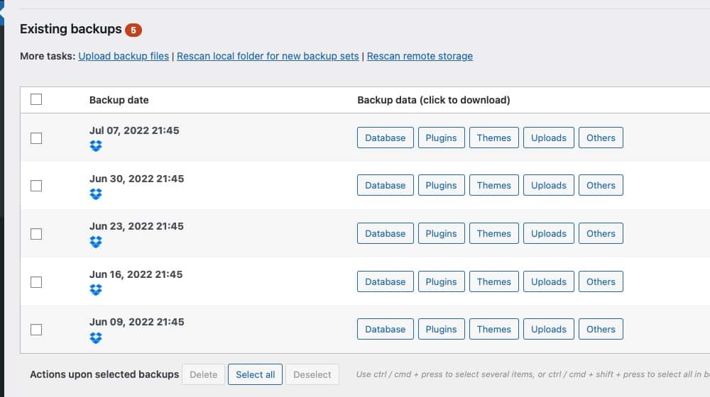 Backups In Wordpress