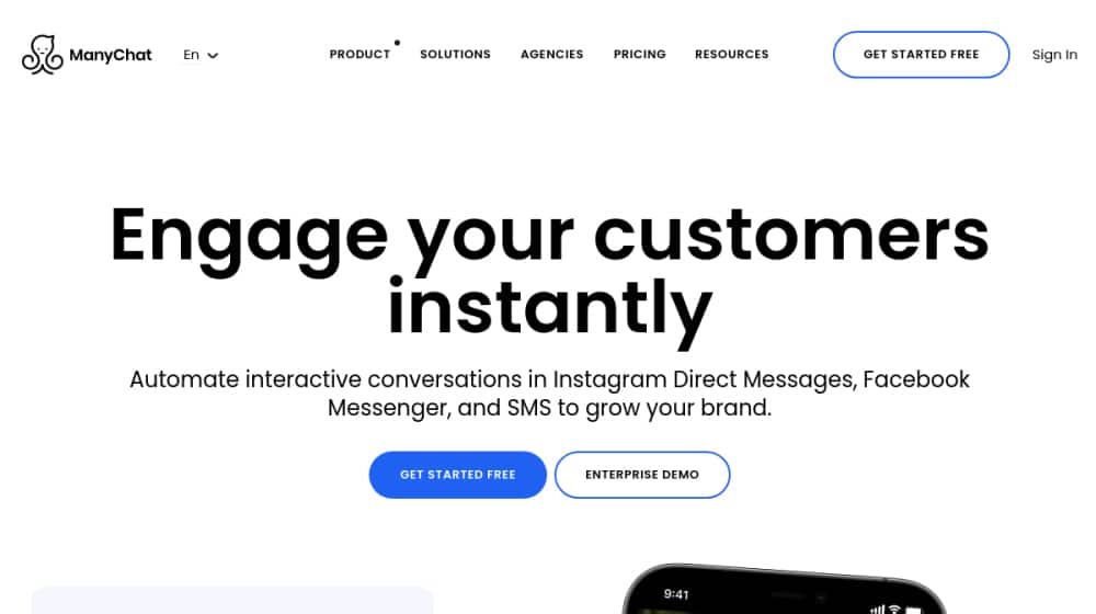 Manychat Chatbot Homepage