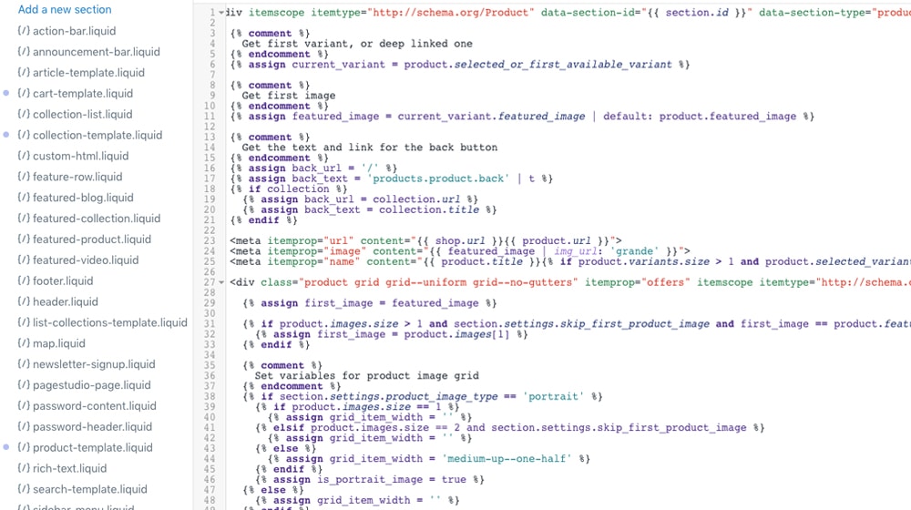 Shopify Liquid Code Language
