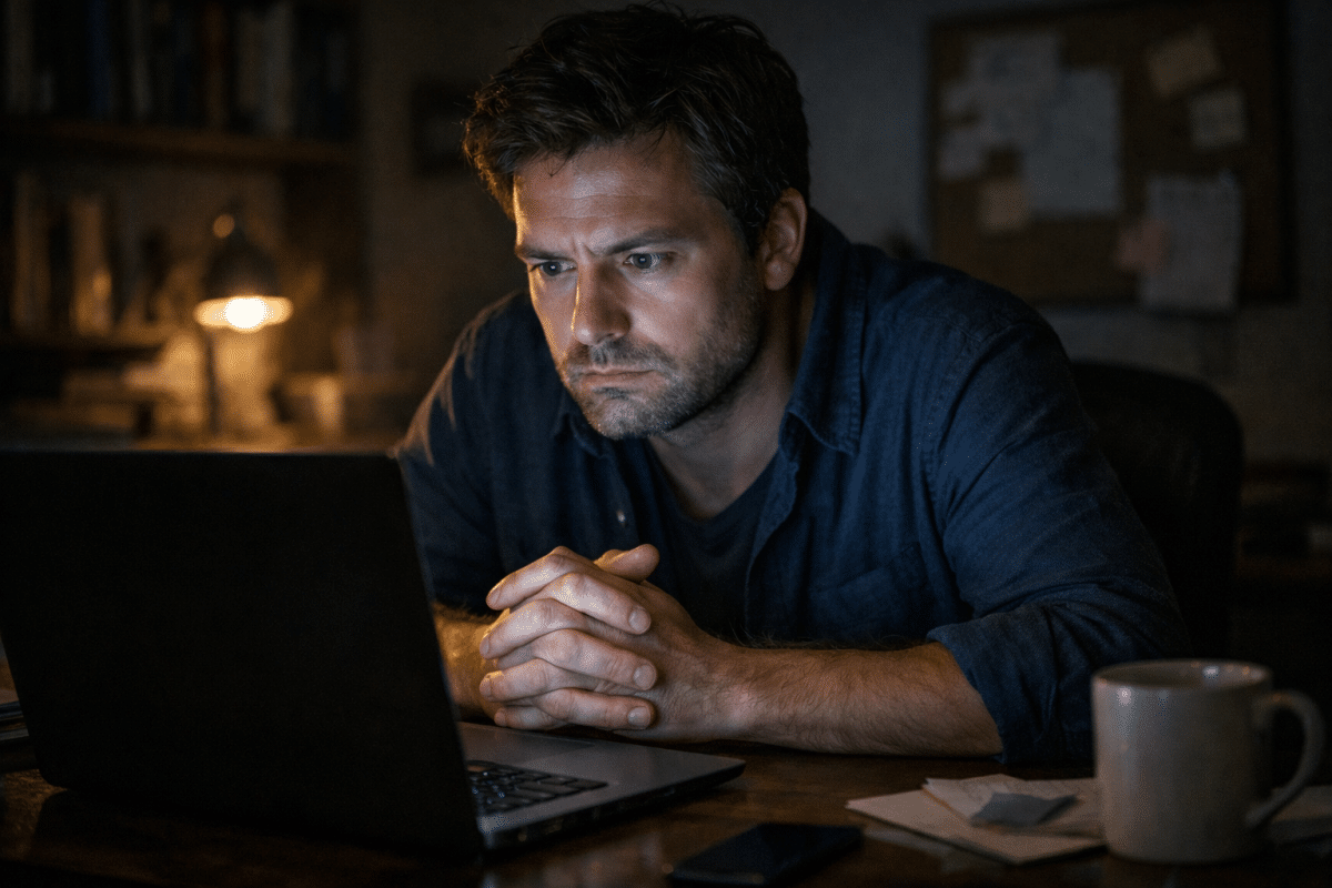 Person Reviewing Suspension Notice On Computer