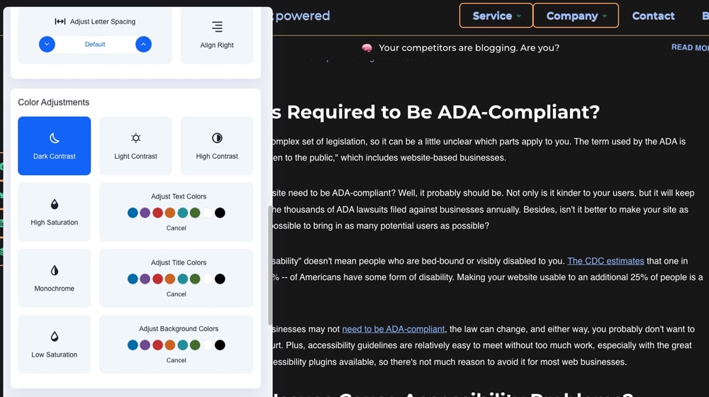 Contrast Tools Example On Accessibility App