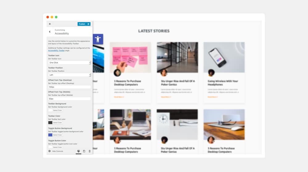 One Click Accessibility App Being Used On Web Page
