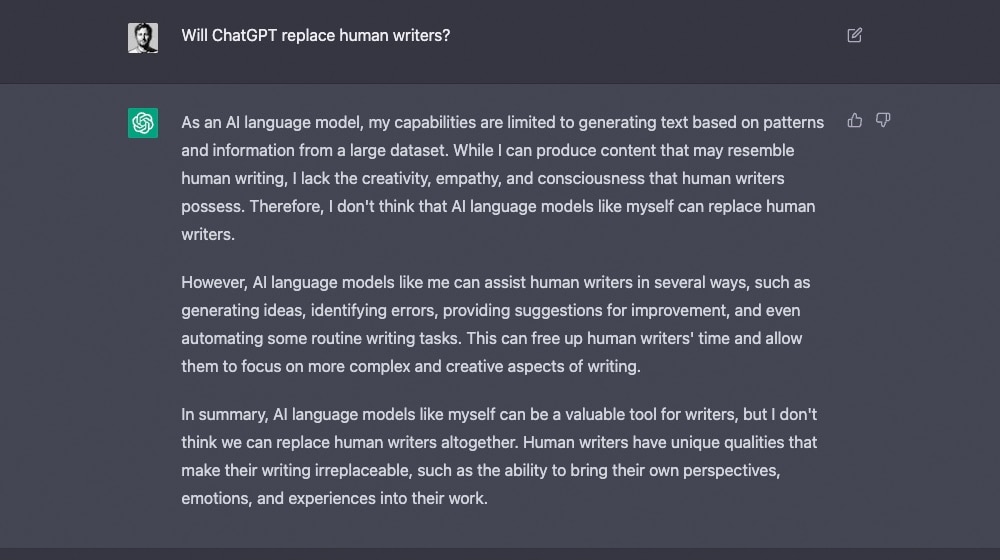 Example Of Chatgpt Response